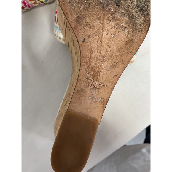 Veronica Beard 'Dali' Brown Leather Raffia Wedge Open Toe Sandals Size 6.5 - Picture 6 of 6